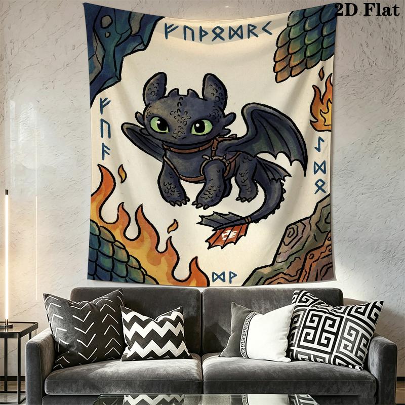 How to Train Your Dragon Wall Tapestry Aesthetic Wall Hanging Printed Fabric Blanket Decorative Tapestries for Bedroom Living Room Home Decor