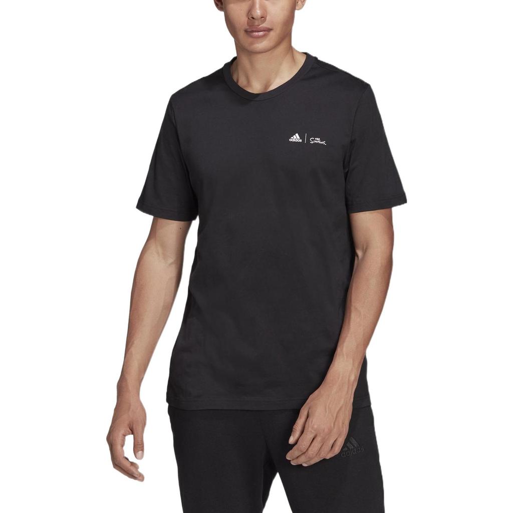 adidas Cartoon Skateboarding Boy Logo Print Crew Neck Short Sleeve T-Shirt Men Tops Black GS6221