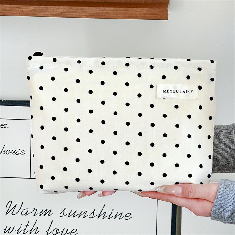 New Style Personalized Polka Dot Makeup Bag, Sweet and Portable Travel Skincare Storage Bag, Simple Toiletry Bag, Inner Pocket Bag