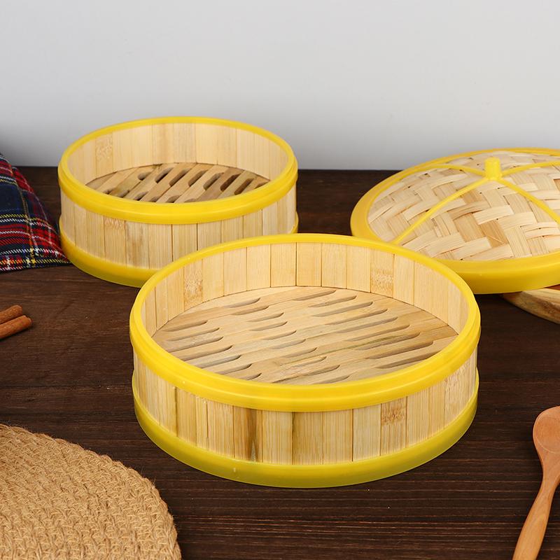 1Pc 5-6.5 Inch Cook Sticky Rice Chinese Food Making Handmade Steamer Basket With Lid Bamboo Kitchen Cookware Dumpling Steamer