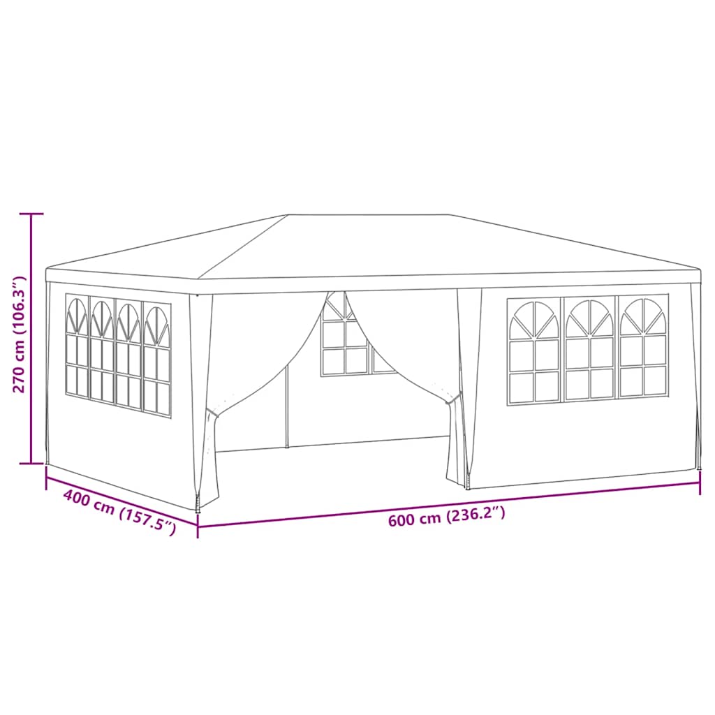 Professional Party Tent with Side Walls 4*6 M Blue 90 G M²