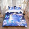 3pcs Anime Cat Butterfly Floral Bedding Set - Includes One Quilt Cover and Two Pillowcases (No Core) - Home Decor, Festival Gift, Polyester