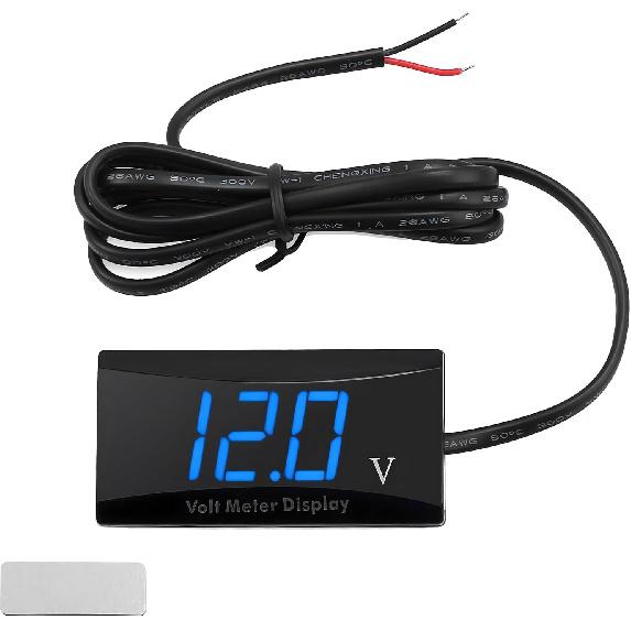 DC 12V Car Digital Voltmeter, 8-16V LED Display Waterproof Auto Voltage Gauge Meter, Digital Power Energy Voltage Monitor for Most Cars Trucks