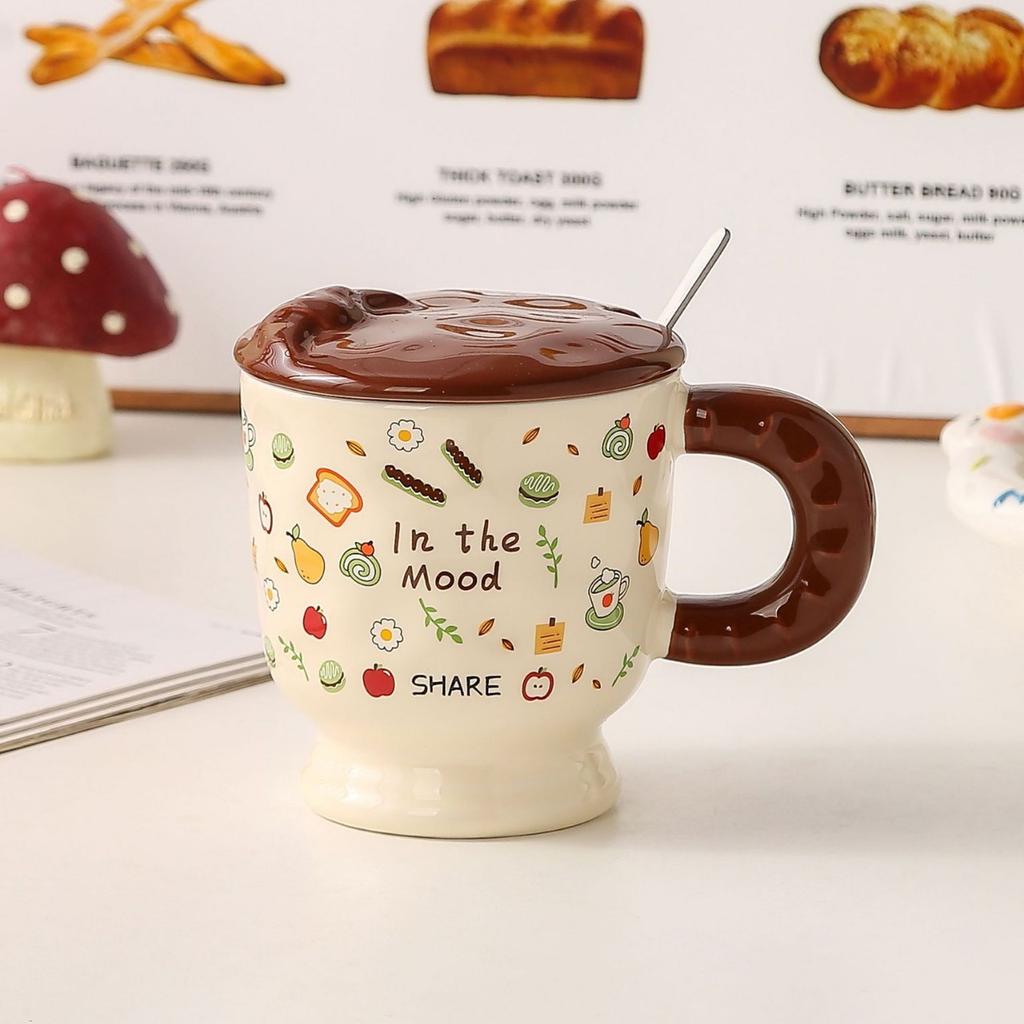 Ceramic Mugs Household Cups  Couple Breakfast Cups  Cartoon Children's Women's Tall Glasses  Water Cups  Souvenirs