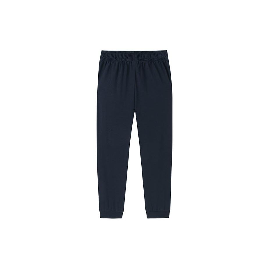 Anta Training Series Solid Color Logo Mid Waist Straight Leg Cuffed Nine Point Sports Pants Women Pants Black 162337320-2