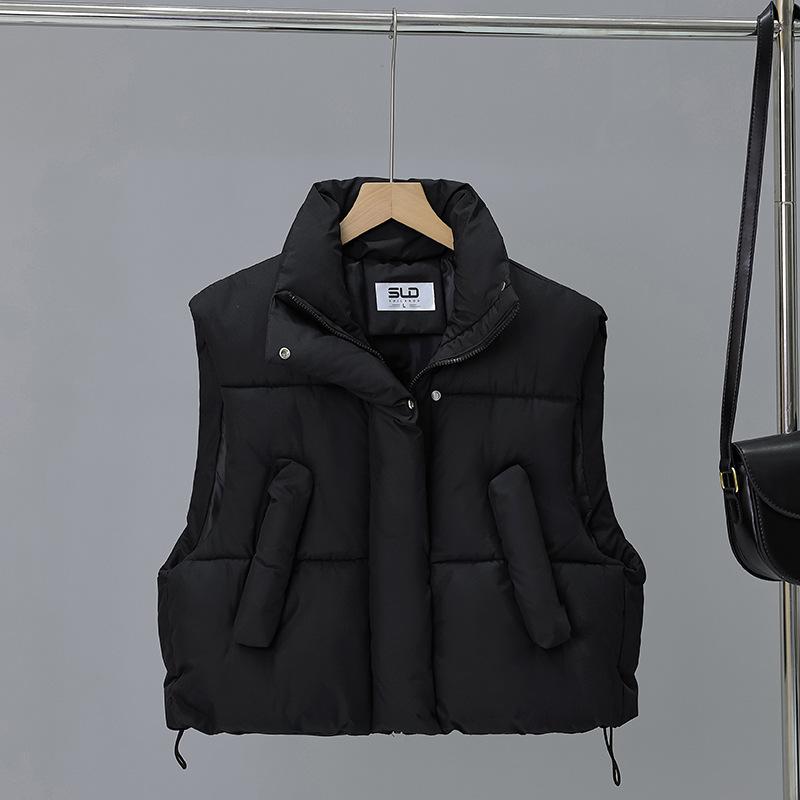 High-waisted Cotton Vest Women's Autumn and Winter Stand-up Collar New Sleeveless Cotton Vest Outer Wear Horse