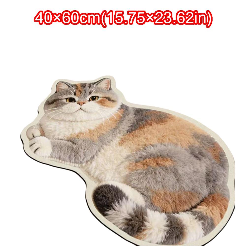 Special-shaped Cat Shaped Rug Soft Surface Cat Shaped Carpet Cute Cat Floor Mat Home Decor Style 3 -40x60cm