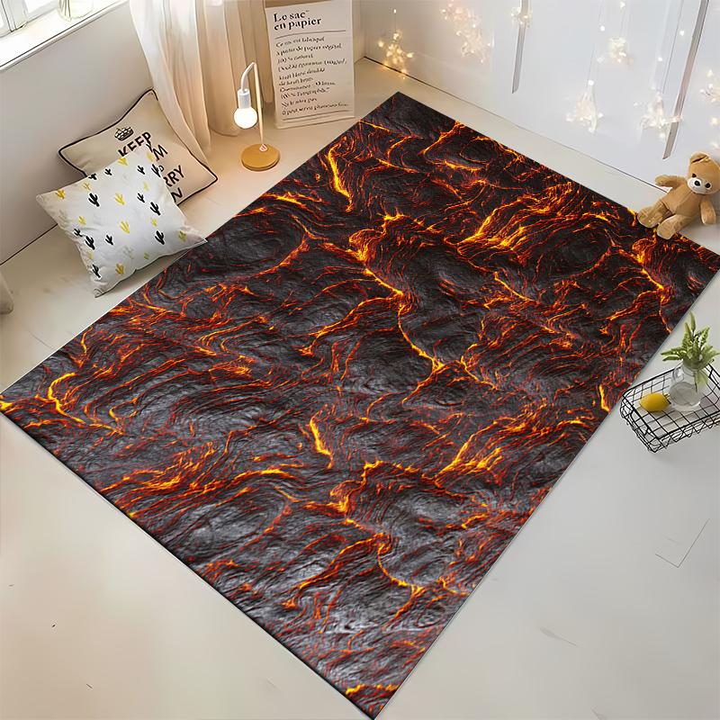 Cool Lava Effect Carpet with Fiery Design Suitable for Use As an Anti-slip Game Mat for Living Room and Bedroom Sofas