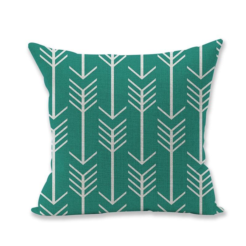 Premium Quality Green Geometry Cotton Linen Pillow Case For Versatile Home And Office Use