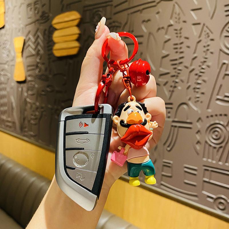 Entzückender Cartoon-Schlüsselanhänger Niedlicher PVC-Zinklegierung Schlüsselring für Paare und Freunde