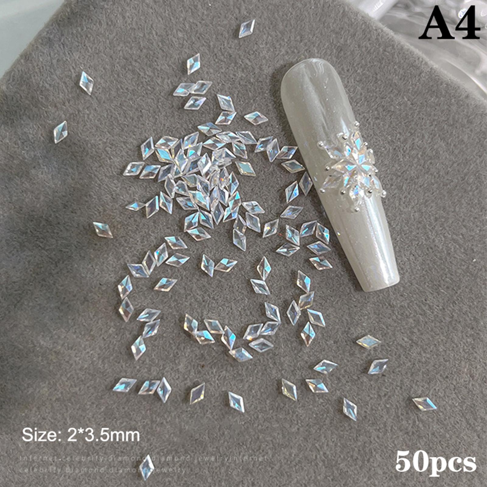 

50 шт. Супер Блестящие Мини Ромбовидные Цирконы Ледяные Полупрозрачные Разноцветные Бриллианты Украшения для Ногтей Маникюрные Шармы