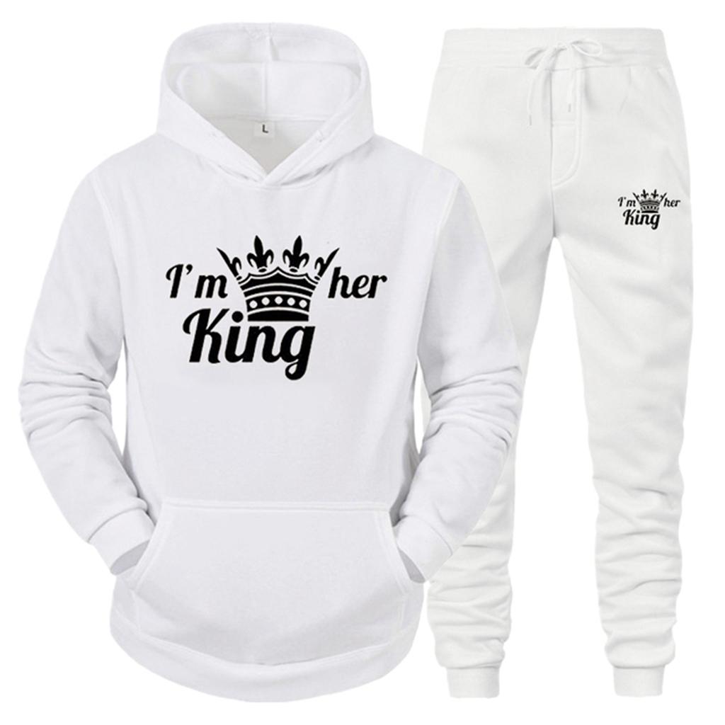 Men's And Women's Long Sleeves Sportswear Hoodie Printed Couple Plus Size Pullover Ladies  High Quality Two Piece + Sweatpants
