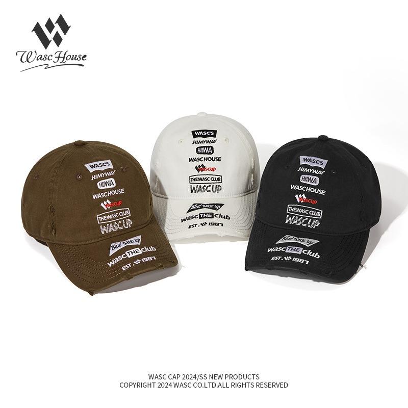 Niche trendy high street personalized baseball cap ripped male and female couples street hip hop soft top embroidered cap