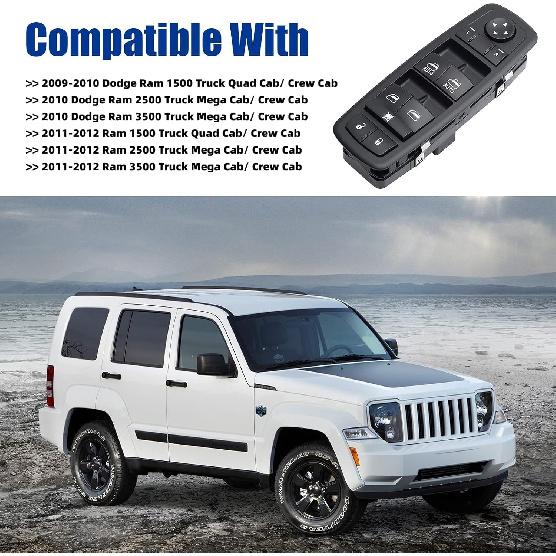 Driver Side Power Master Control Window Switch Replacement For 2009-2012 Dodge Ram 1500 2500 3500, OE Replace 4602863AD 4602863AB 4602863AC 901-473