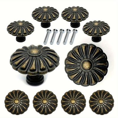 10 szt. antycznych brązowych gałek do szuflad, vintage chic, gałki do szuflad, uchwyty do szafek kuchennych, luksusowe uchwyty do szafek kuchennych ze śrubami