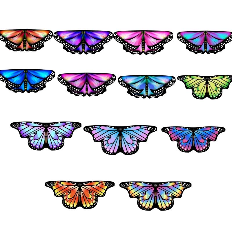 Boys Girls Shawl Butterfly Wing Dancing Party Photo Fairy Cosplay Accessory Christmas Halloween Dress up Cape Coverups