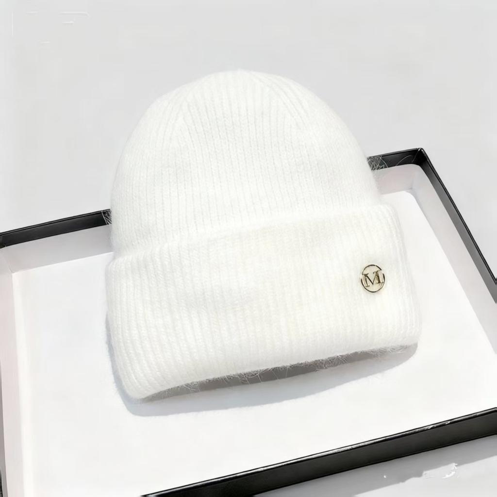 Nuovo cappello lavorato a maglia, viso piccolo in autunno e inverno, paraorecchie, cappello a pullover, caldo, a coste e ispessito, versatile cappello in lana per circonferenza cranica ampia