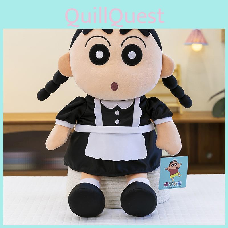 Shin Crayon Chan Maid Costume Plush Toy Double Braided Hairstyle Stuffed Doll