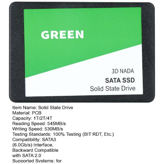 SATA 3 2.5-inch SSD 1/2/4TB Maximum Read 545MB/s Max Write 530MB/s PC Computer Desktop Laptop Internal Solid State Drive Replacement