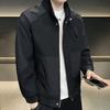 Men Jacket Stand Collar Long Sleeve Zipper Placket Jacket Coat Solid Color Retro Corduroy Jacket Short Style Windbreaker