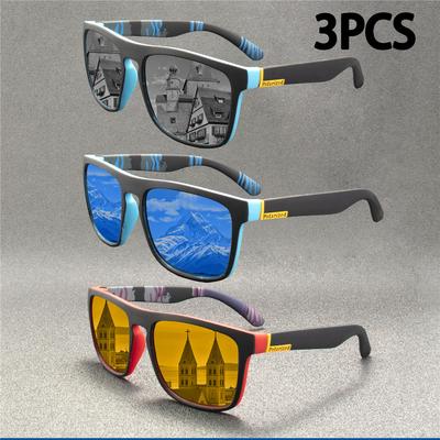 3PCS Fashion Sunglasses Men Luxury Brand Designer Vintage Outdoor Driving Sun Glasses Male Goggles Shadow  Oculos
