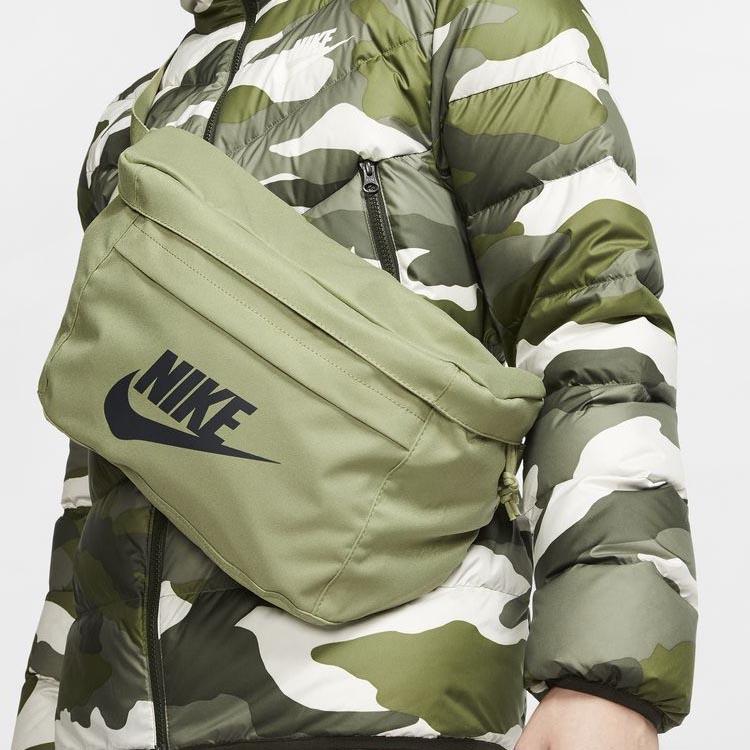 Nike Solid Color Minimalist Letter Logo Print Zipper Waist Bag Small Unisex Waist Bag Gray-Green BA5751-310