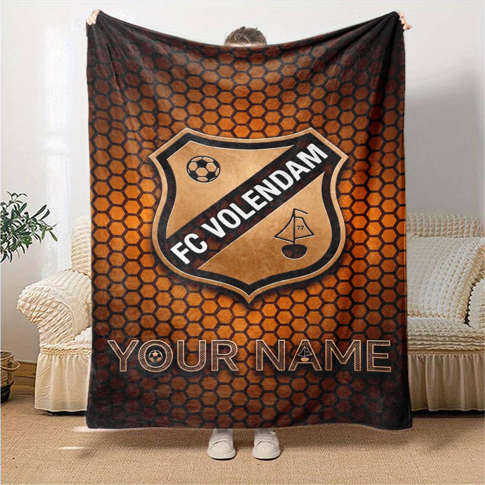 Name Custom FC Volendam Print Flannel Blanket High Quality Warm Comfortable Cover for All Seasons Perfect for Gifts Home Decor