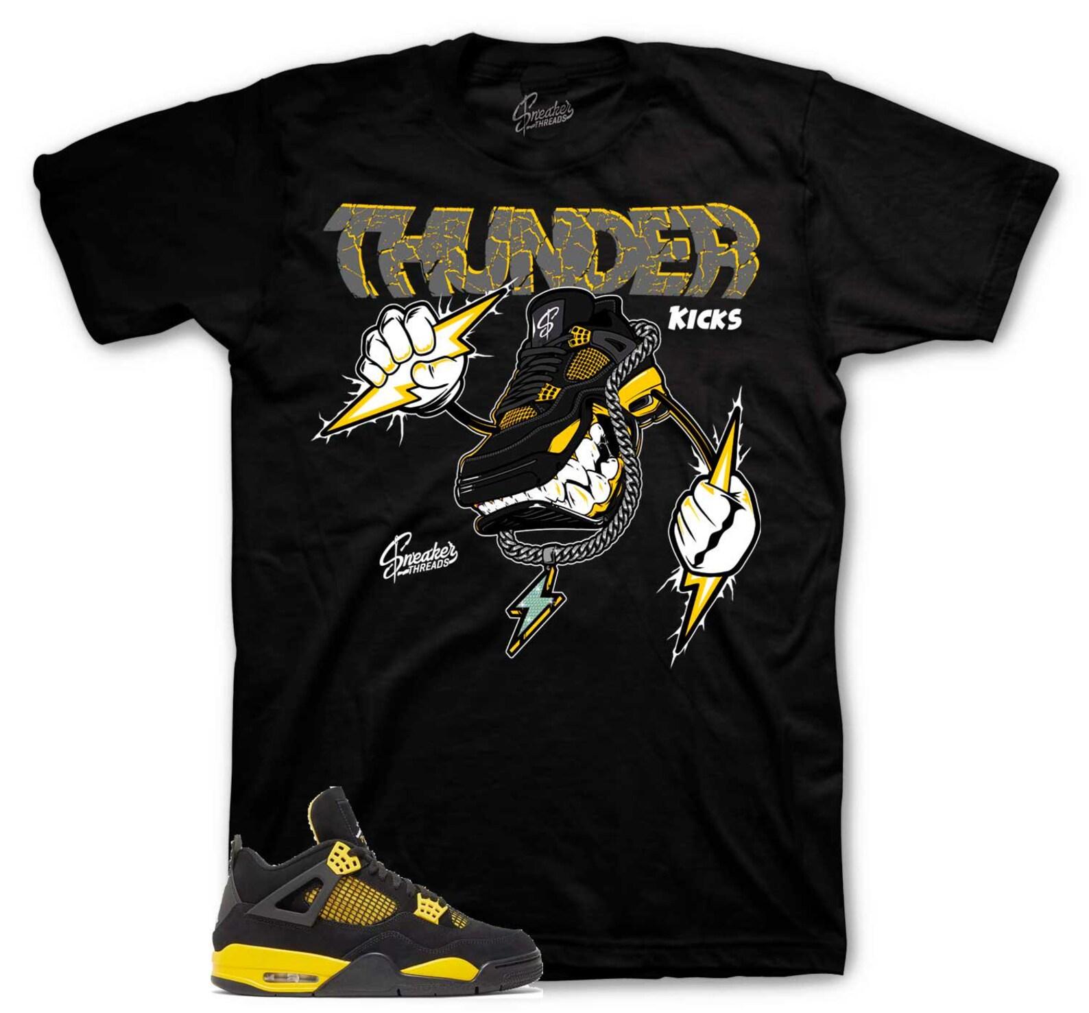 Sneaker Tees To Match Retro 4 Yellow Thunder - Fly Kicks Shirt XL