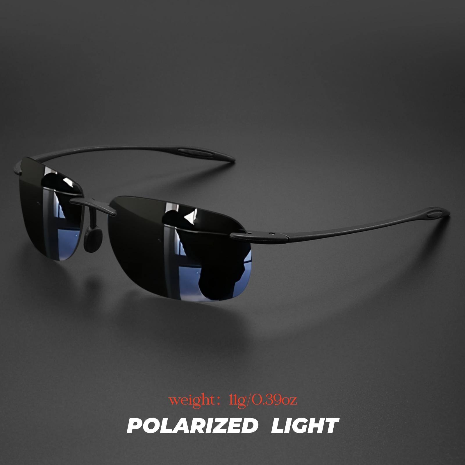 Attractive Glasses Men's Light Ultra 11G Tr90 Frameless Polarized Sunglasses - Flexible & Comfort Fit, Square Shape For Driving, Fishing, Outdoor