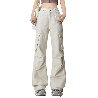 Inotenka Cargo Long Work Baker Loose Commuting Women's Wide-Leg Pants, Pants, 100% Cotton, Leg-Slimming, Outdoor, Streetwear, Pants, Casual, Fit,