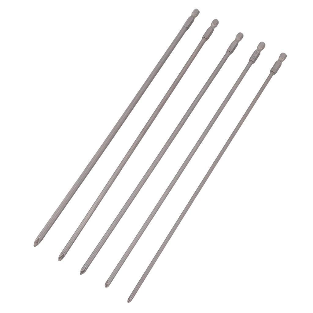 5Pcs PH Screw Driver Bit 1 4in Hex Shank Long PH1 PH2 S2 Alloy Steel Industrial Grade Electric Drill Tool 300mm