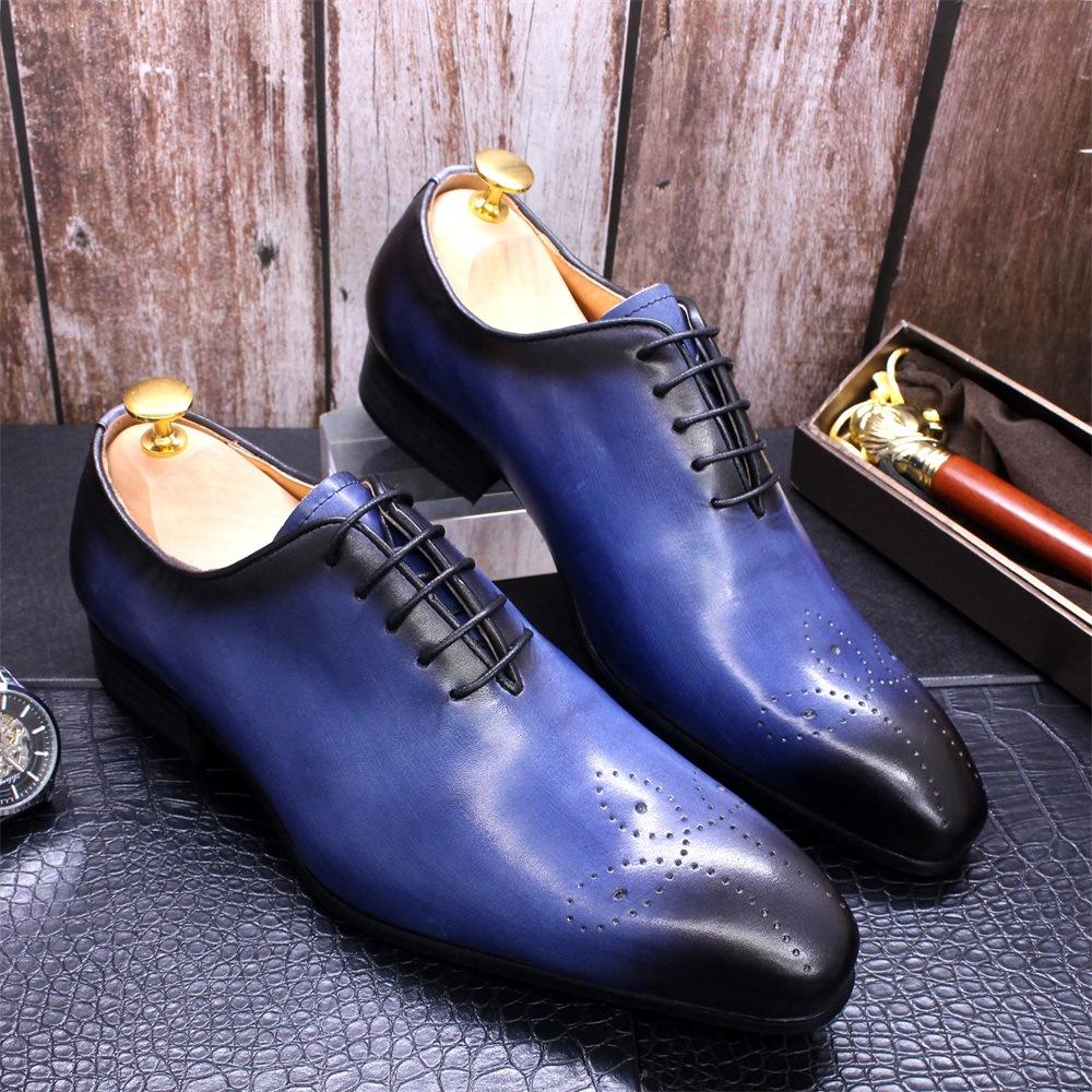 Leather shoes men's hand-polished leather men's shoes pointed business casual leather shoes men's