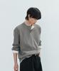 LEIRE Waffel Henley-Hals Langarm-T-Shirt [Mochabraun]