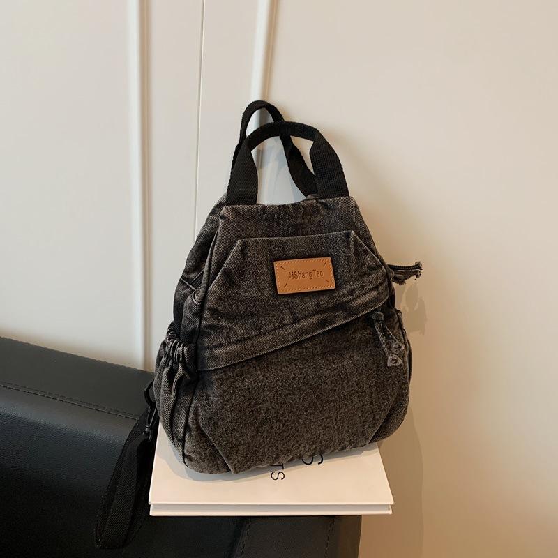 Stor Kapacitet Denim Ryggsäck Multifunktionell Bröstväska Dam Axel Crossbody Väska