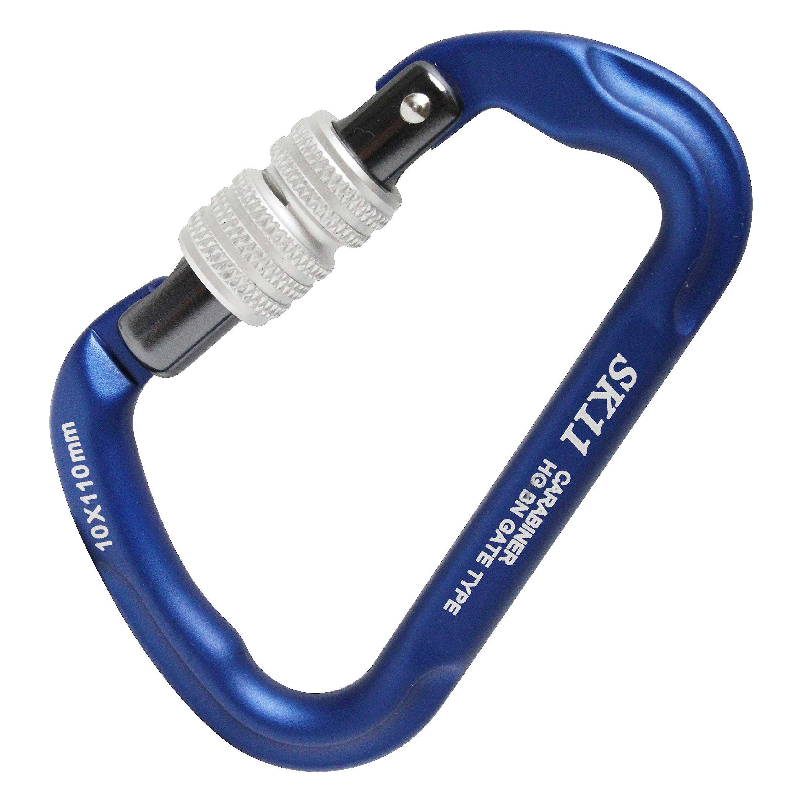 

SK11 Lock Aluminum Carabiner Forged Extra 10 x HG, Aluminum, Thick, Anti-Drop/Screw-Lock Function, Blue, 110mm, SAC-HGN синий