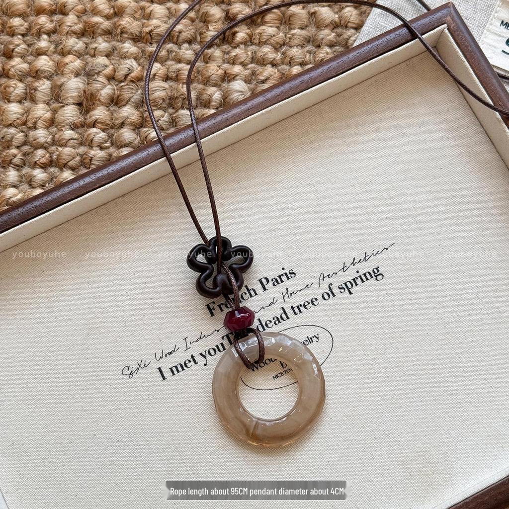 Chinese Aesthetic Retro Ombre Long Necklace for Women - 2025 High-End Sweater Chain, Unique Niche Design