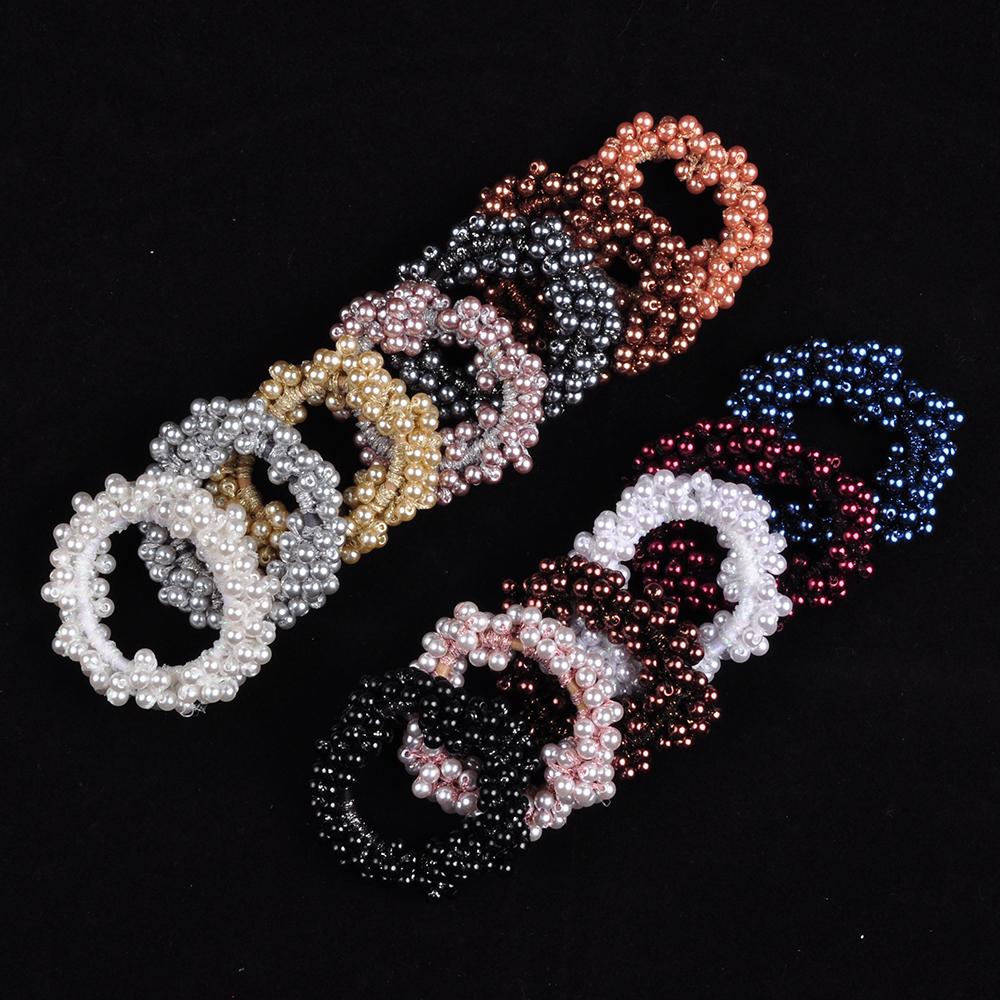 New Girls Imitation Pearl Elastic Hair Rubber Bands Bracelet Ponytail Holder Hair Ties Bands Rope Fashion Women Hair Accessories