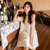 French Summer Sweet Temperament Off-the-shoulder Dress Female Gentle First Love White Moonlight Princess Dress Ruffle Leaf Fairy Dress