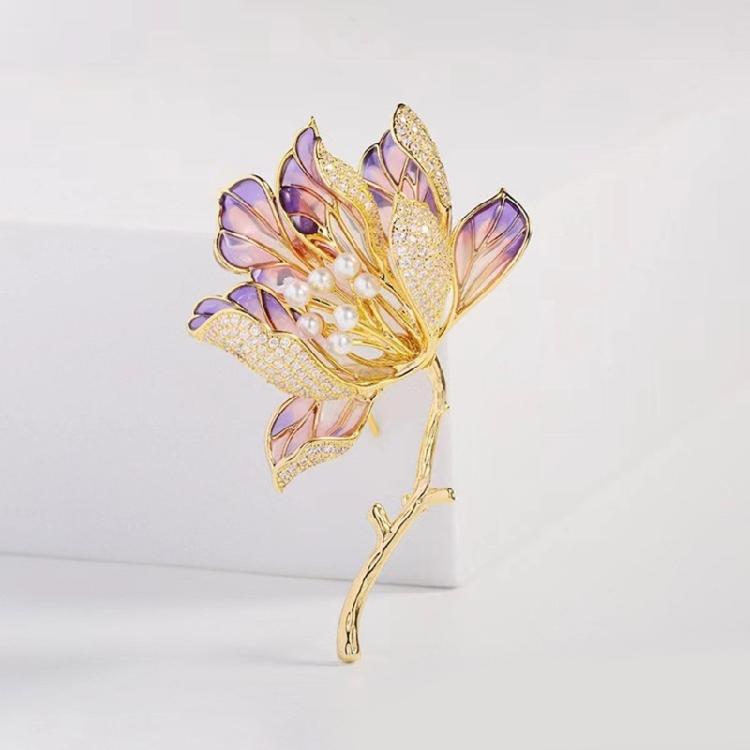 2pcs Elegant Hibiscus Flower Brooches for Women Fashion Alloy Lapel Pin Accessory Suitable for Business and Casual