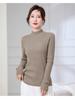 2025 Cashmere Semi-High Neck Black Sweater: Solid Color Knitted Base Layer