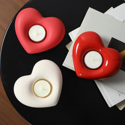 Porte-bougie en céramique en forme de cœur Petit porte-bougie cœur pour fête de mariage anniversaire Saint-Valentin
