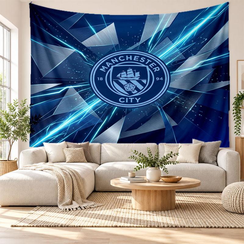 Manchester City Wall Tapestry, Soft Fabric Wall Hanging, Decorative Backdrop For Bedroom Home Wall Art