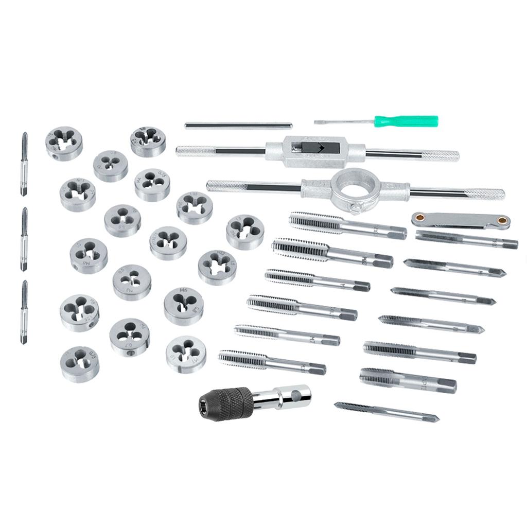Ensemble de 40 tarauds et filières M3 avec clés et jauge de filetage, outils manuels robustes