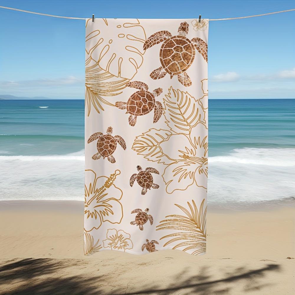 

1PC Soft Brown Sea Turtle Design Beach Towel Ideal for Camping Beach Holiday Vacation W30*H60(CM)