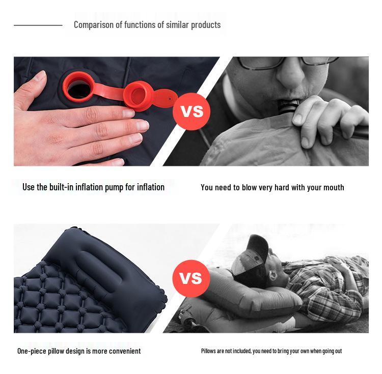 Moisture-Proof Inflatable Camping Air Mattress with Built-in Pump, 500g