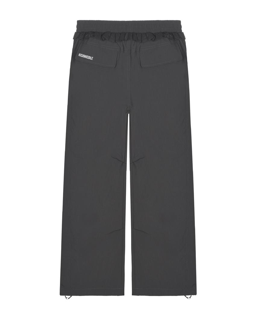 Nigaennikol Ruffle Lace Parachute Pants_Charcoal