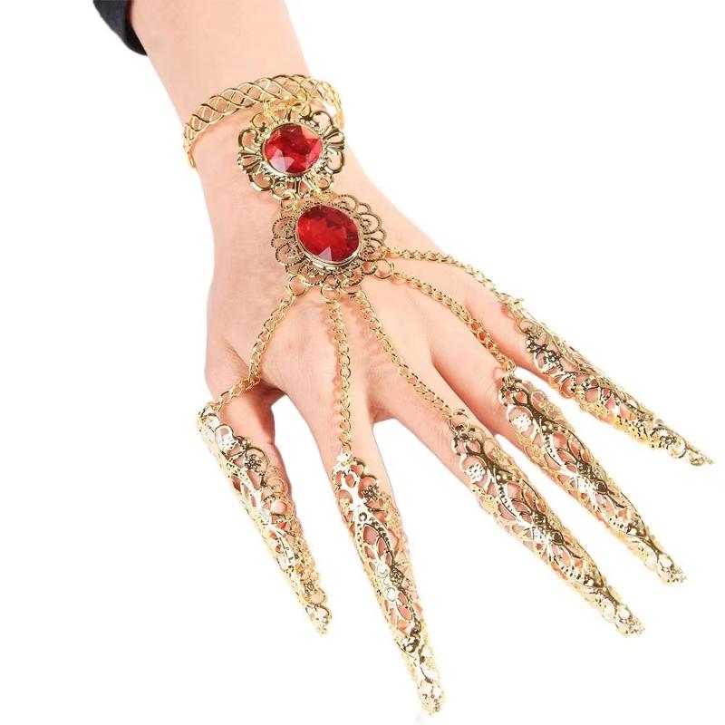Peacock Belly Dance Prop False Nails 5Pcs Shiny Indian Thai Dance Finger Jewelry for Stage Performance