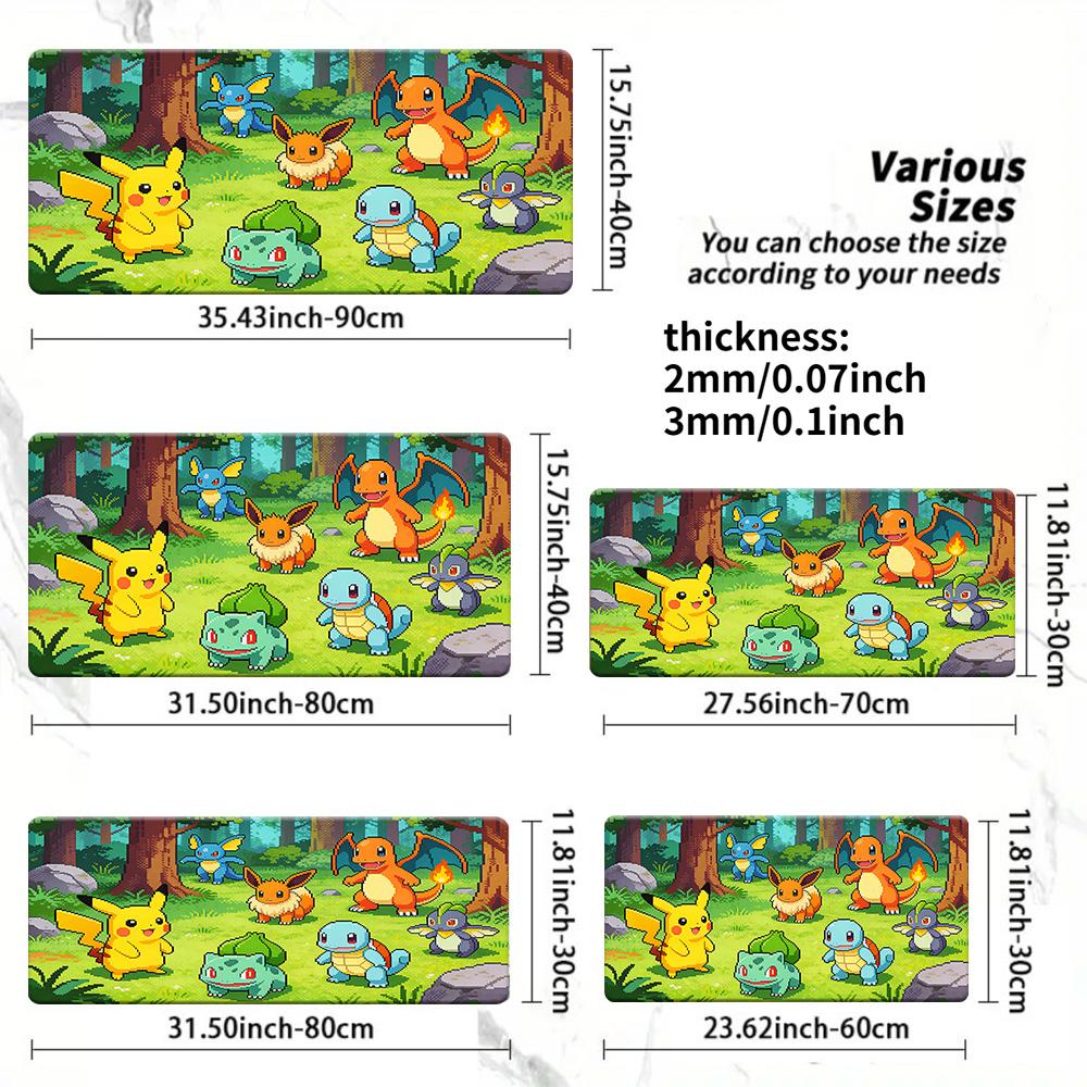 Ash Pikachu CloseUp Forest Gaming Desk Mat NonSlip Washable Mouse Pad 30x80x0.2cm