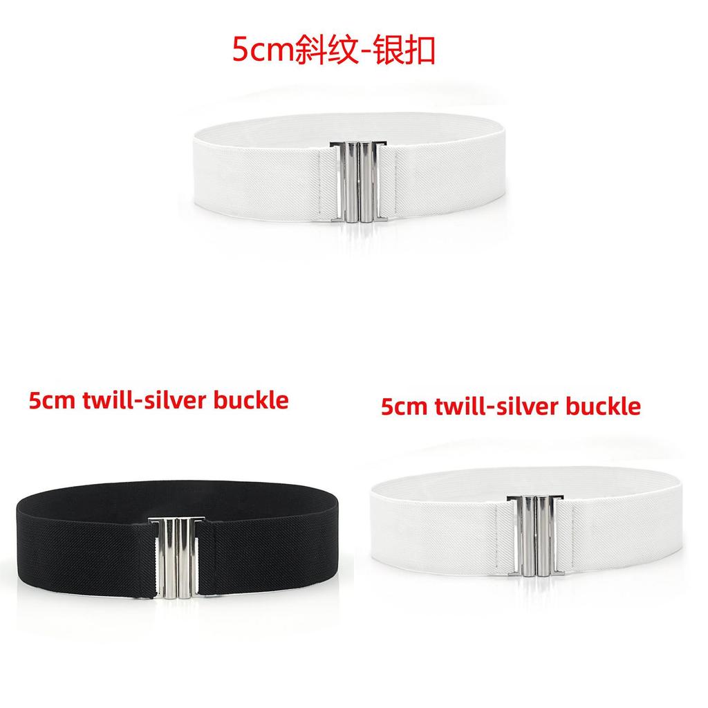 Fashion Womens Wide Elastic Leather Belt Metal Buckle For Dresses And Casual Wear