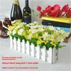 Artificial Flower Set: Wooden Fence & Small Potted Plants for Home Decoration